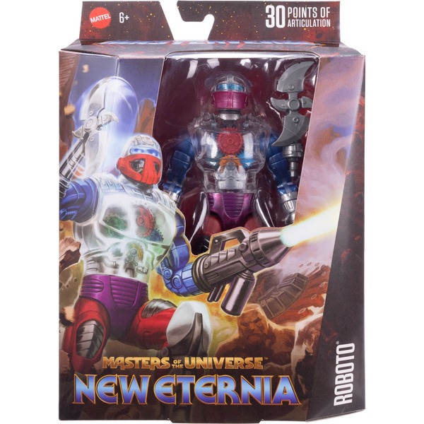 Figura Roboto Masterverse De Masters Of The Universe, 17.8 Cm Con 30 Articulaciones Y Torso Transparente, MOTU New Eternia