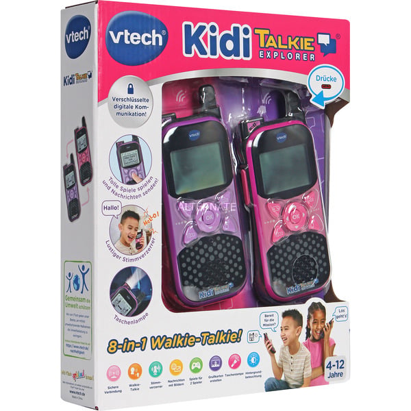 VTech KidiTalkie Explorer, Walkie-Talkie pink/lila, 2 Stück