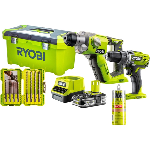 Ryobi ONE+ Akku ComboSet R18DDSDS125T, 18Volt, Schlagbohrschrauber