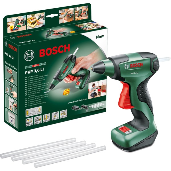 Bosch Akku-Heißklebepistole PKP 3 6 LI (grün/schwarz Li-Ionen-Akku 1 5 Ah) Bosch Akku-Heißklebepistole PKP 3 6 LI (grün/schwarz Li-Ionen-Akku 1 5 Ah)
