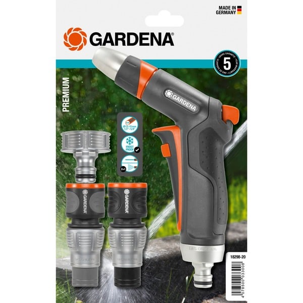 GARDENA Premium Grundausstattung, 5teilig, Spritze schwarz/silber, für