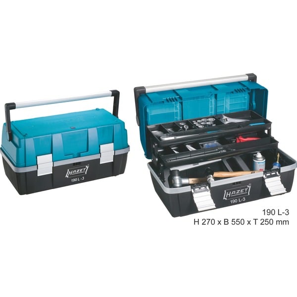 Hazet Kunststoff-Werkzeugkasten 190L-3, Werkzeugkiste blau/schwarz 