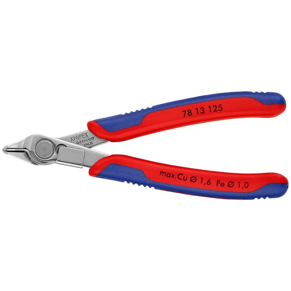 KNIPEX Electronic Super Knips 78 13 125, ElektronikZange grau, mit Öffnungsfeder