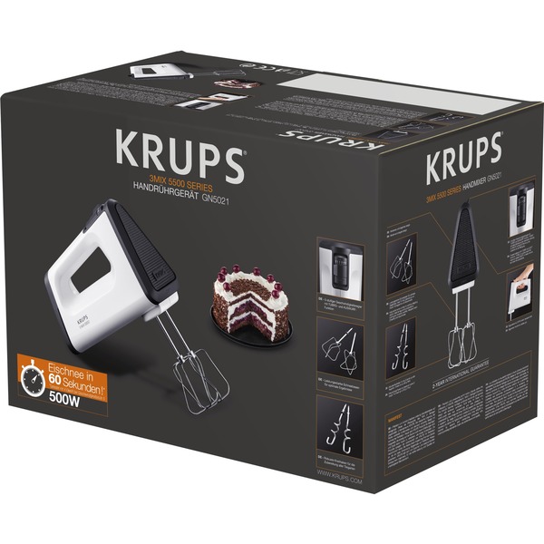 Krups Handmixer 3 Mix 5500 GN5021 weiß/schwarz Krups Handmixer 3 Mix 5500 GN5021 weiß/schwarz