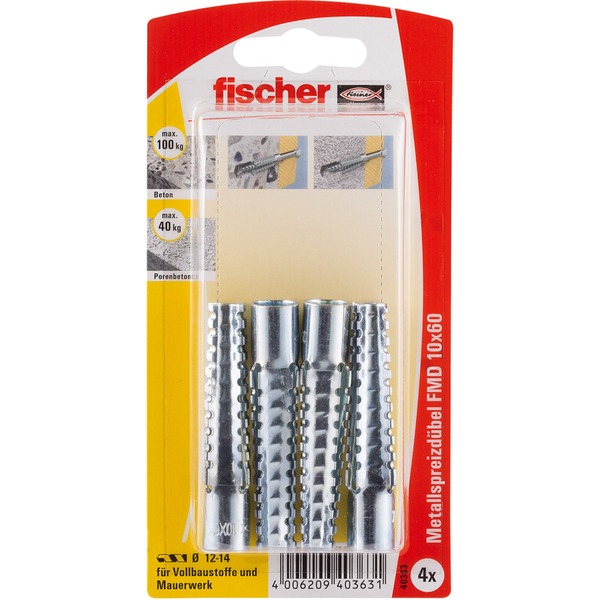 fischer Metallspreizdübel FMD 10x60 K (silber 4 Stück)