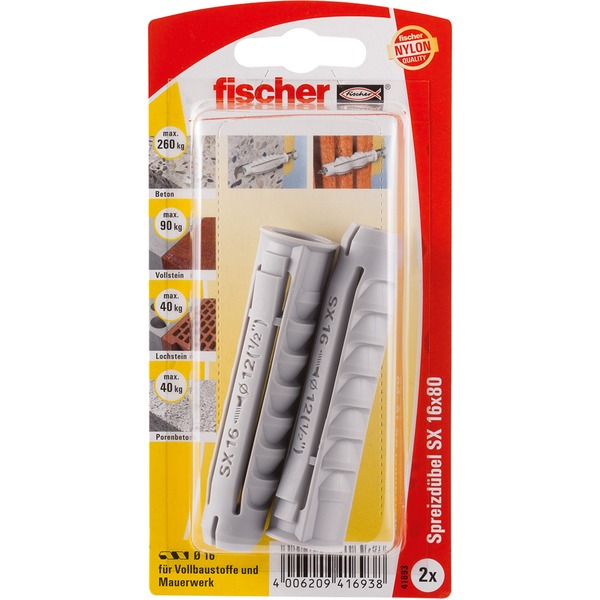 fischer Spreizdübel SX 16x80 K (hellgrau 2 Stück)