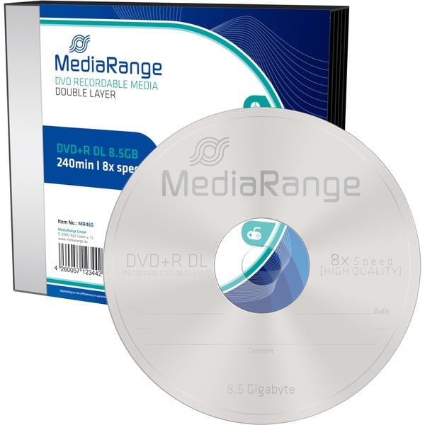 MediaRange DVD R DL 8 5 GB DVD Rohlinge 8fach 5 St ck mediarange-dvd-r-dl-8-5-gb-dvd-rohlinge-8fach-5-st-ck