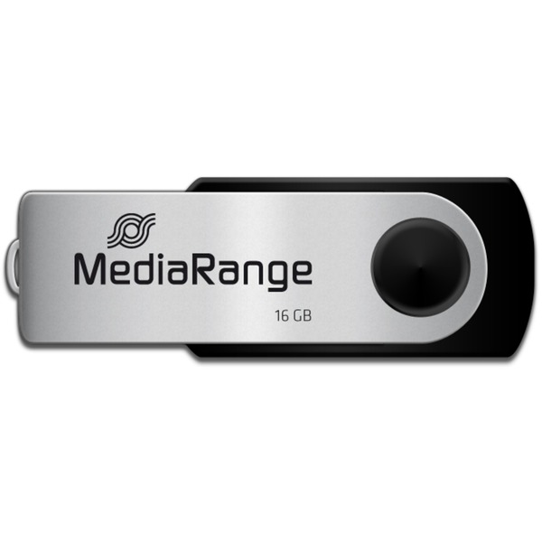 MediaRange FlexiDrive 16 GB, USBStick schwarz/silber, USBA 2.0