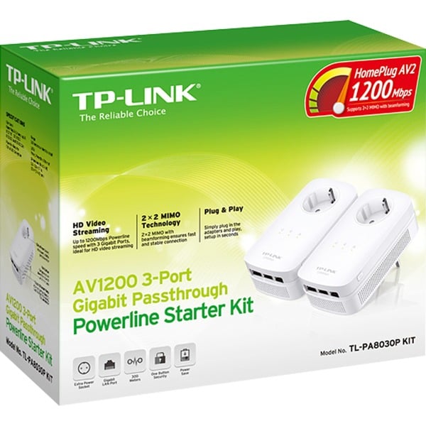 Tp Link Tl Pa8030p Kit Av1200 Powerline Netzwerkadapter TP-Link TL-PA8030P KIT, Powerline weiß, zwei Adapter
