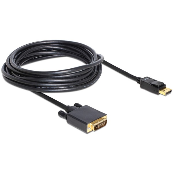 DeLOCK Adapterkabel DisplayPort 1.1 Stecker > DVI 24+1 Stecker (schwarz 5 Meter passiv)