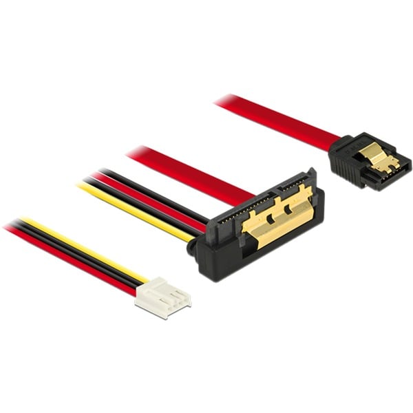 Delock Adapterkabel Sata 7pin Floppy 4pin Sata 22pin Schwarz Rot 30cm 22pin Stecker Abgewinkelt