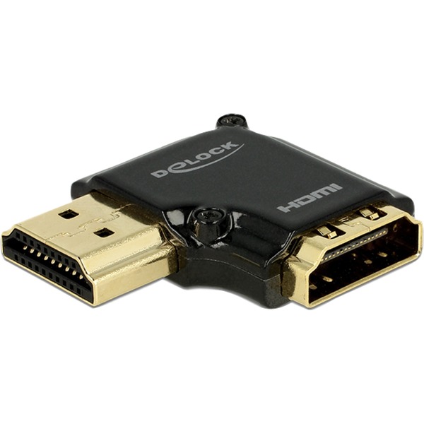 DeLOCK HDMI-A Stecker > HDMI-A Buchse 4K, Kabel schwarz, 90 