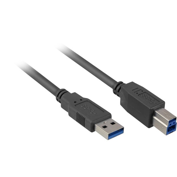 USB 3.0 Kabel 1,0m, USB B Stecker auf USB A Stecker, schwarz