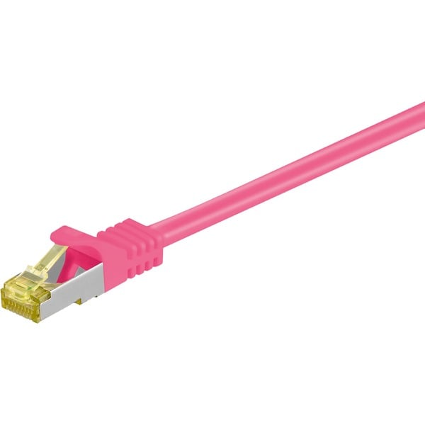 goobay Patchkabel RJ-45 SFTP, mit Cat 7 Rohkabel pink, 3 Meter 