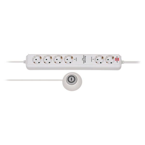 Brennenstuhl Eco-Line Comfort Switch Plus Steckdosenleiste 6-fach (weiß 1 5 Meter Stromkabel und 1 5 Meter Schalterkabel)
