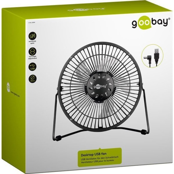 goobay 8" Tischventilator schwarz, USB