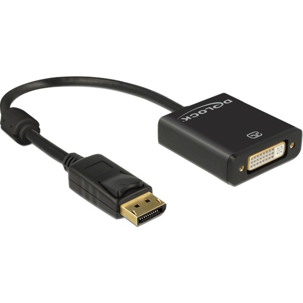 DeLOCK Adapter DisplayPort 1.2 > DVI Buchse 4K (schwarz 20cm)