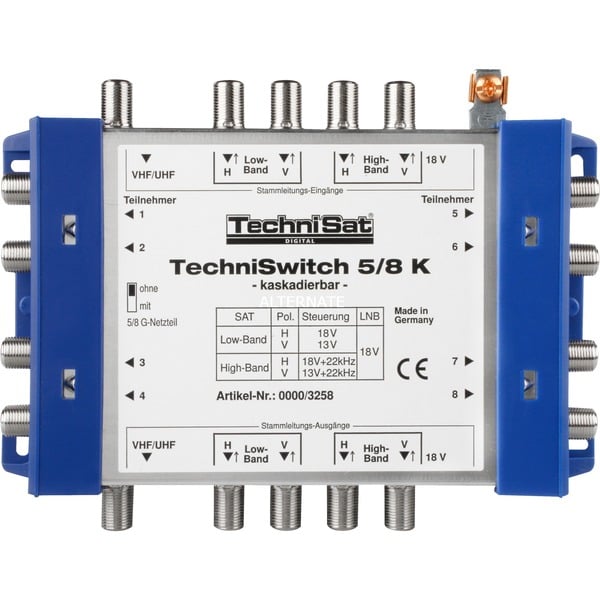 Technisat Techniswitch 5 8 G2 Multischalter Anschließen TechniSat TECHNISWITCH 5/8K, Multischalter silber/blau, Erweiterung für