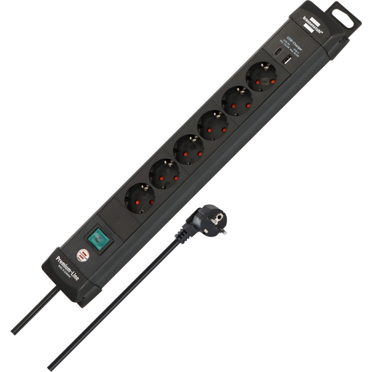 Premium-Line Steckdosenleiste 6-fach, 2x USB