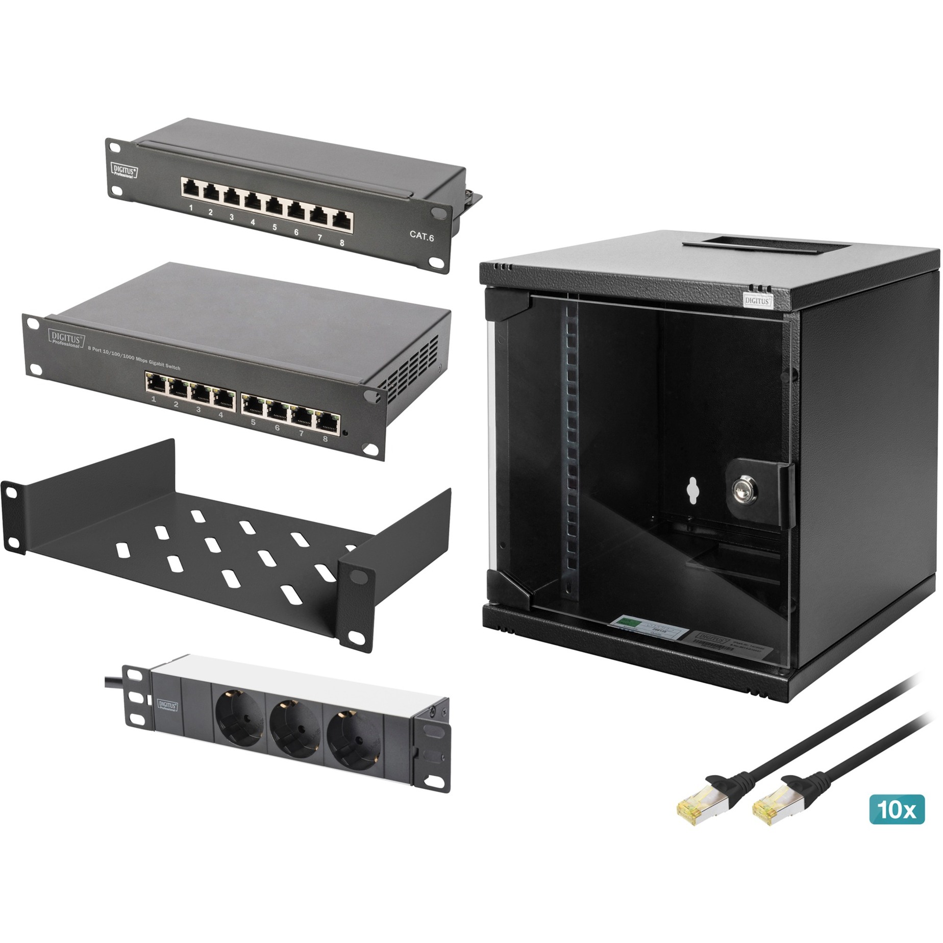 Digitus Netzwerk-Set 254 mm (10″) – 6HE, 312 x 300 mm (B x T), IT-Schrank | 04016032477495 Digitus Netzwerk-Set 254 mm (10″) – 6HE, 312 x 300 mm (B x T), IT-Schrank | 04016032477495