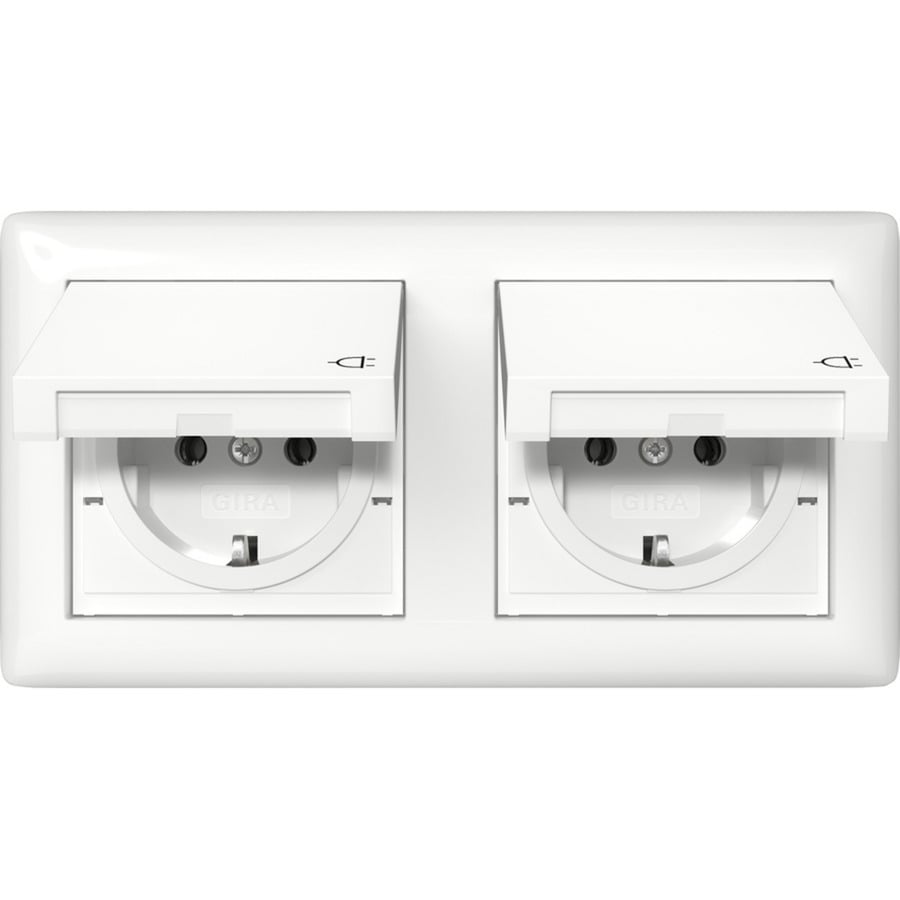 Schutzkontaktsteckdose Typ F 2fach 16 Ampere 250 Volt mit Klappdeckel und Dichtungsset IP44