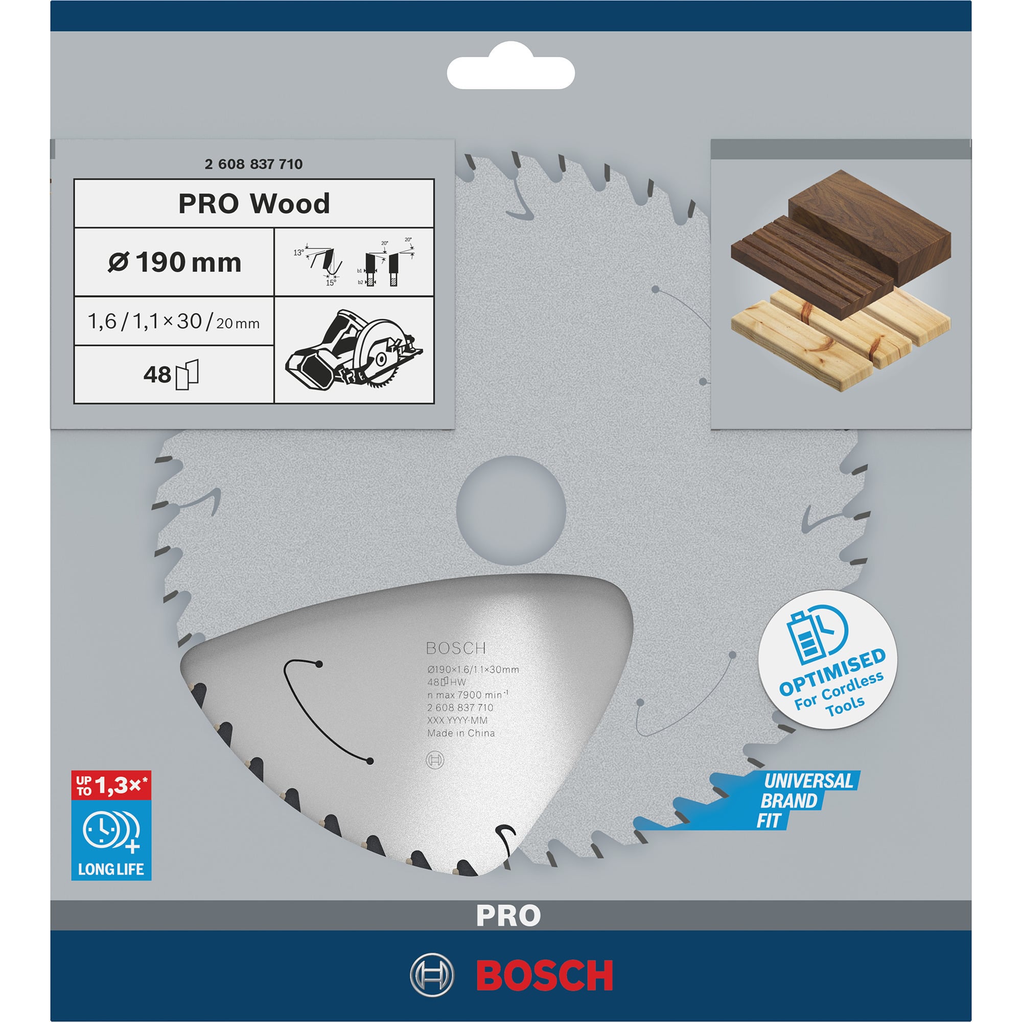 PRO Wood cordless Kreissägeblatt, Ø 190mm, 48Z