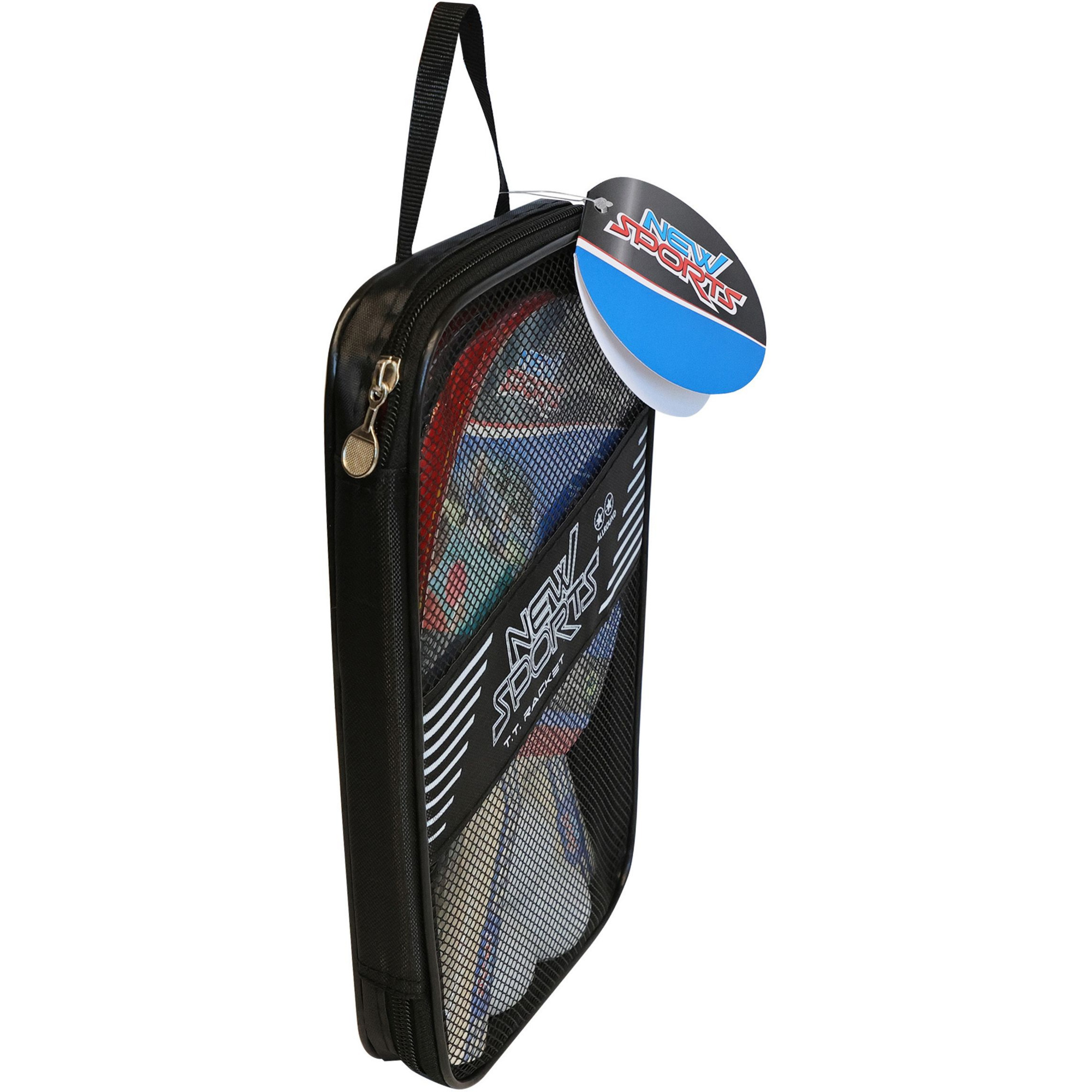New Sports Tischtennis Set mit zwei Schlägern und drei Bällen in Tasche