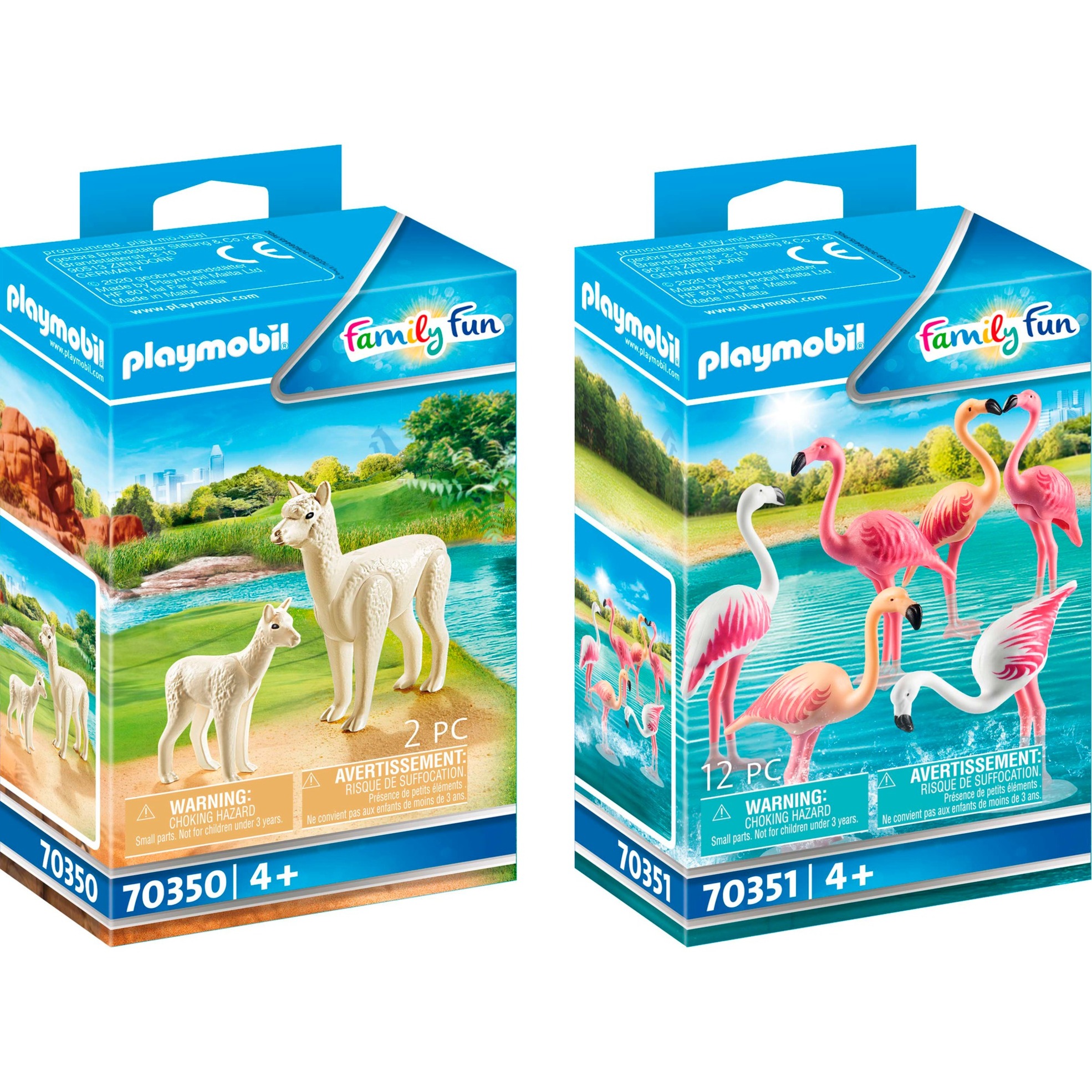 10119 Family Fun Set Alpaka mit Baby und Flamingos, Konstruktionsspielzeug