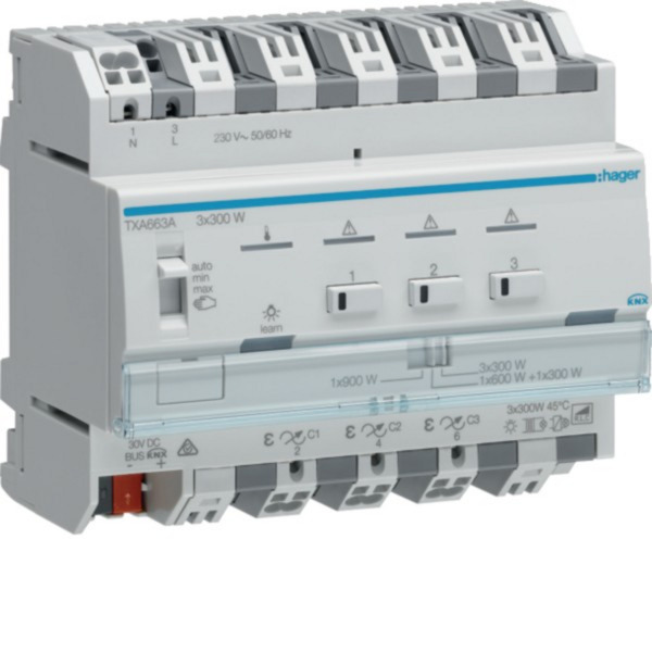 Universal-Dimmaktor KNX easy 3-fach 3 x 300 Watt, Dimmer