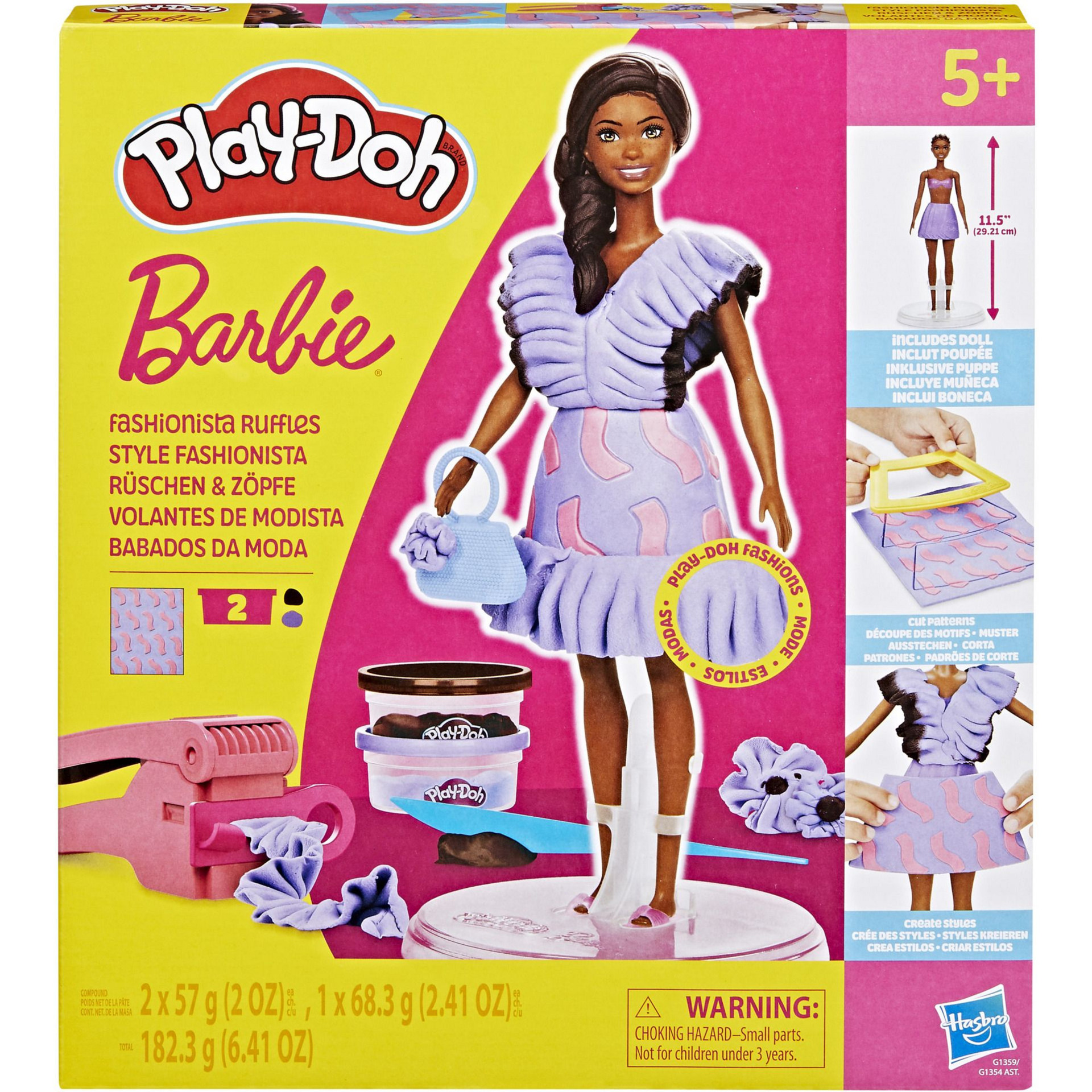 Play-Doh Barbie Rüschen und Zöpfe Set zum Kneten und Spielen, Puppenhaus