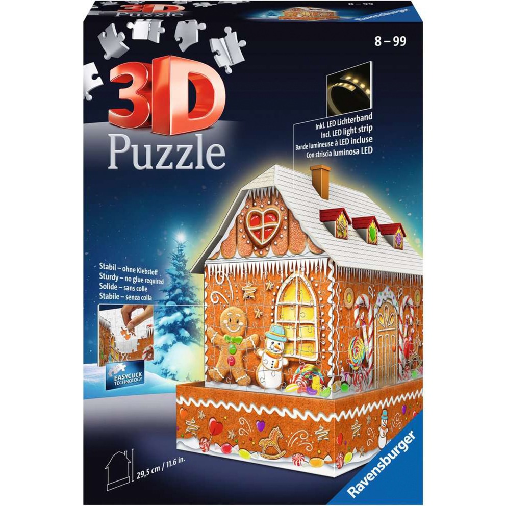 3D Puzzle Lebkuchenhaus bei Nacht