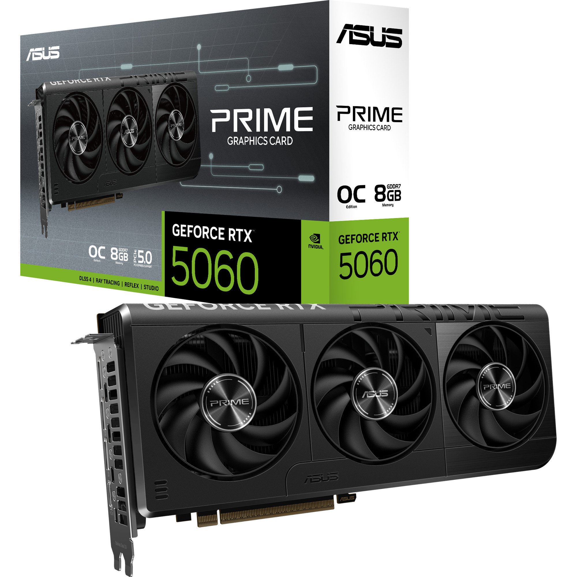 ASUS GeForce RTX 5060 PRIME OC 8GB, Grafikkarte DLSS 4, 3x DisplayPort, 1x HDMI 2.1