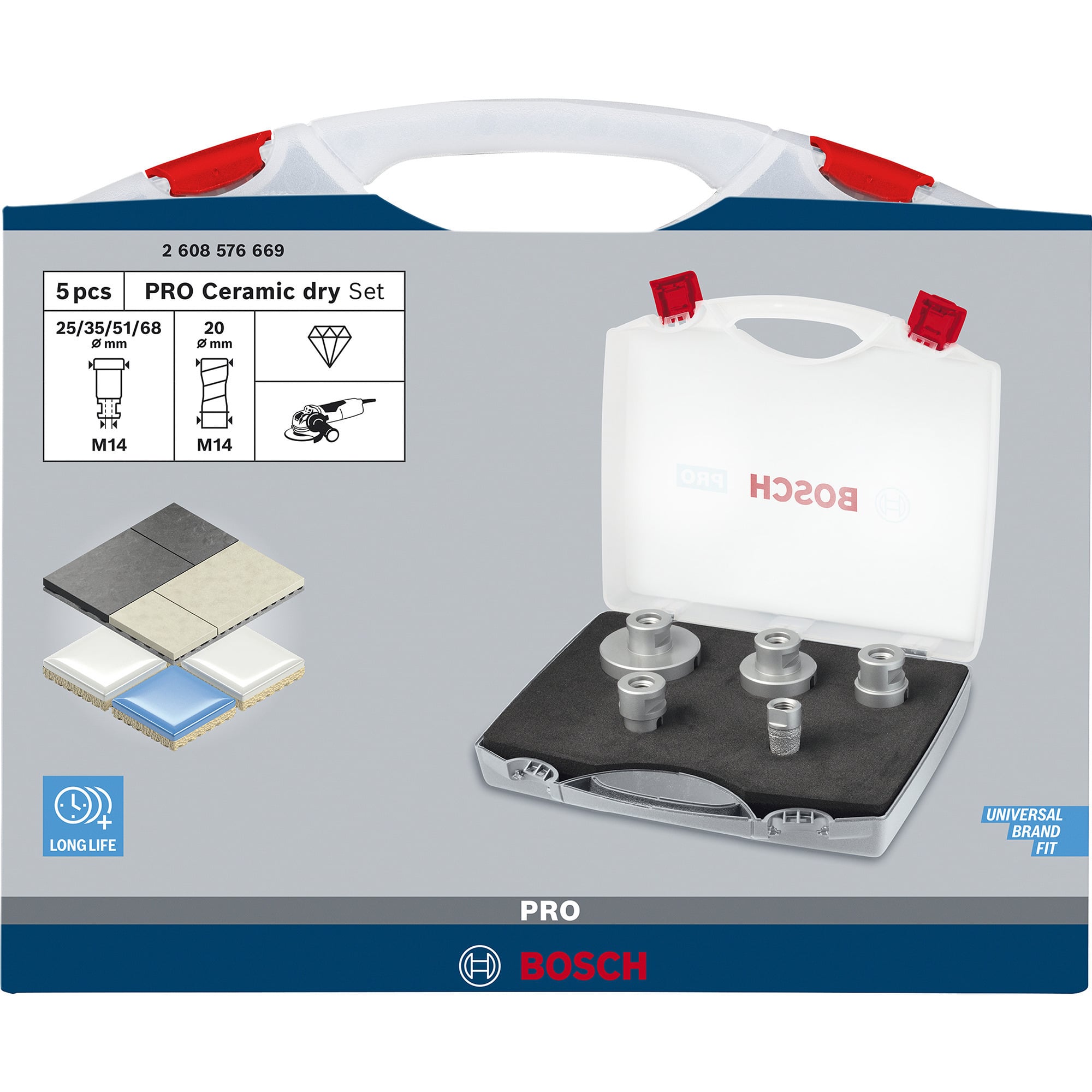 PRO Ceramic dry X-LOCK Bohrkronen-Set, Ø 20 - 68mm, Bohrer-Satz