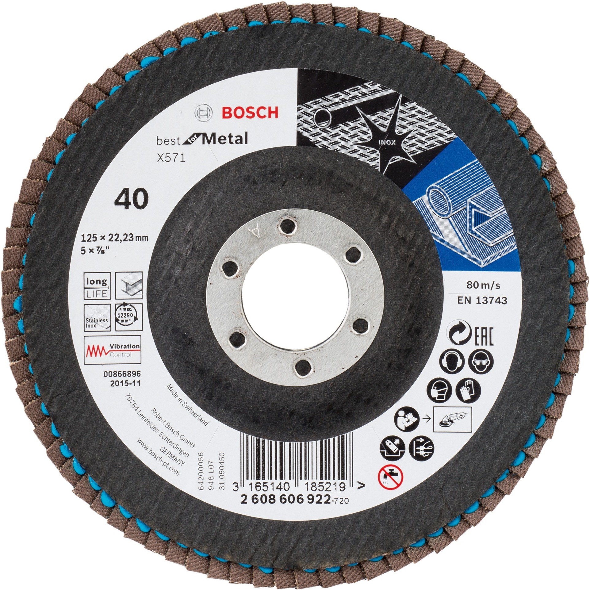 PRO X571 Fächerschleifscheibe, Ø 125mm, K40