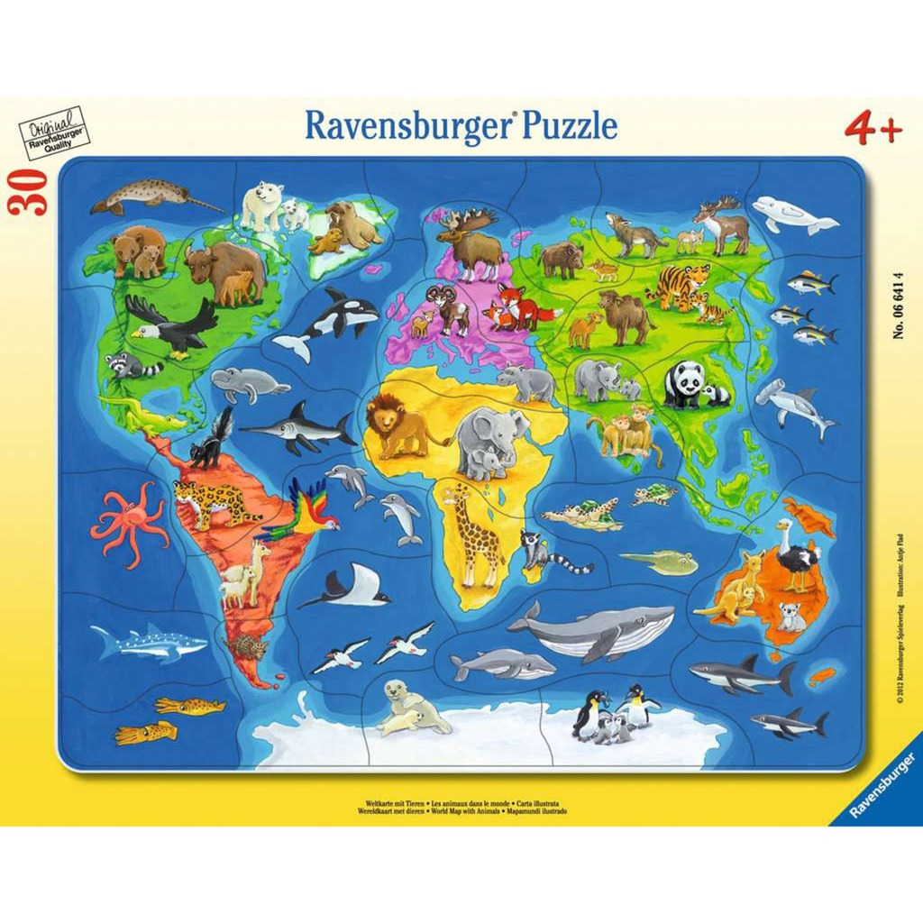 Kinderpuzzle Weltkarte mit Tieren