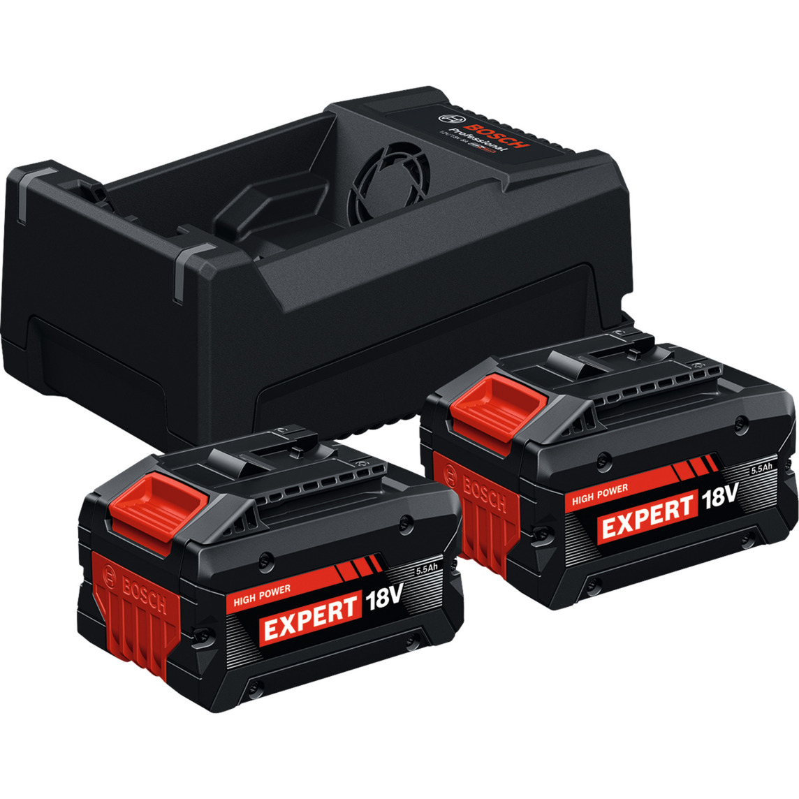 EXPERT Starter-Set 2x EXBA 18V-55 + Dual-Voltage-Ladegerät GAL 12V/18V-80