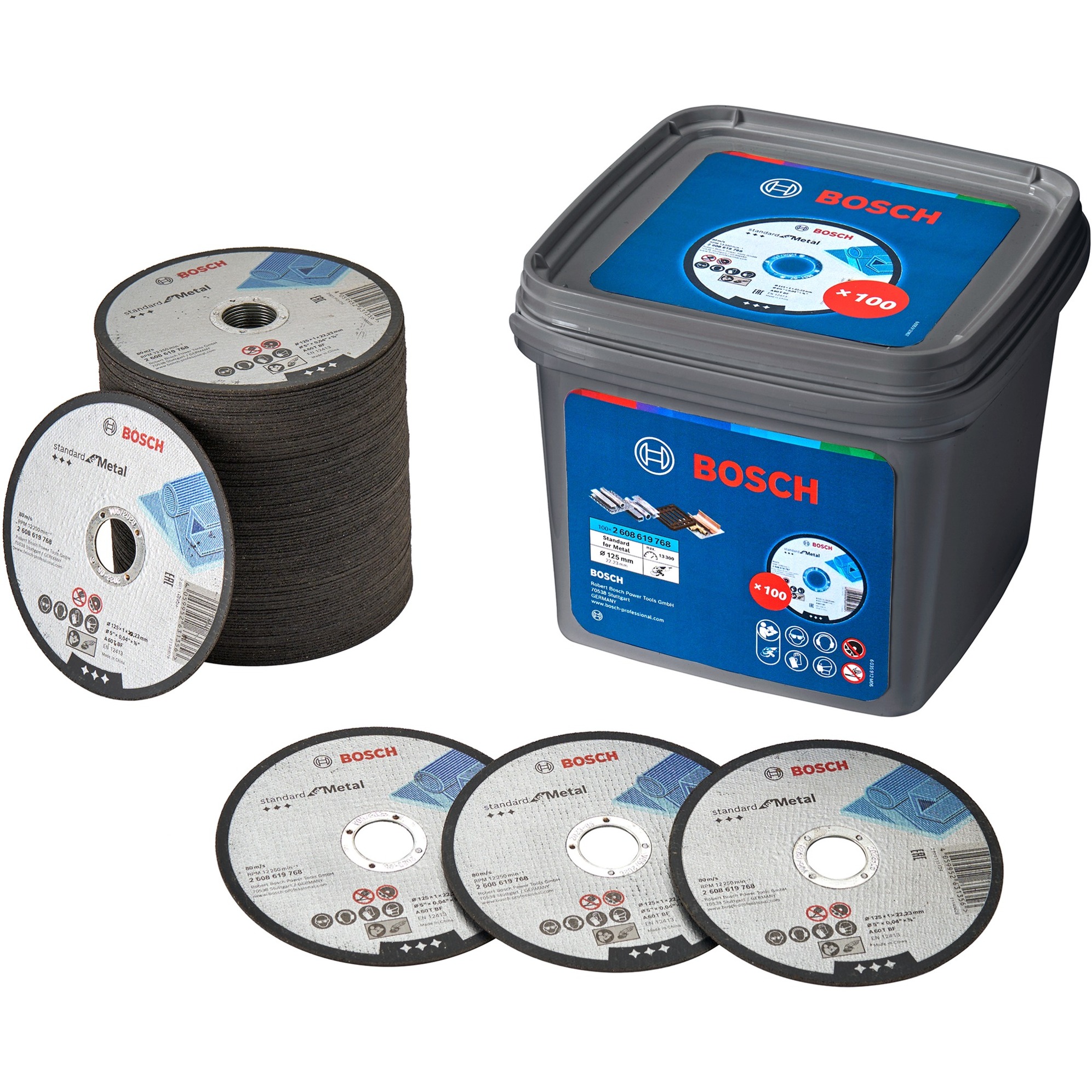 Bosch Trennscheibe Standard for Metal, Ø 125mm, 100 Stück im Eimer | 04059952721453 Bosch Trennscheibe Standard for Metal, Ø 125mm, 100 Stück im Eimer | 04059952721453