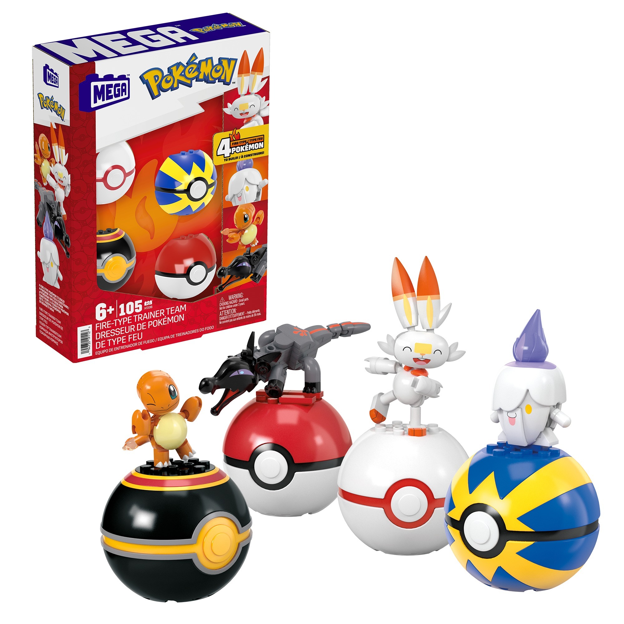 Mattel MEGA Pokémon 4 Feuer-Typ Pokémon Sets, Konstruktionsspielzeug | 00194735191123 Mattel MEGA Pokémon 4 Feuer-Typ Pokémon Sets, Konstruktionsspielzeug | 00194735191123