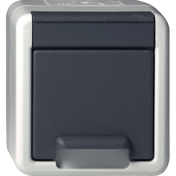 Schutzkontaktsteckdose Typ F 16 Ampere 250 Volt mit Klappdeckel Aufputz IP44