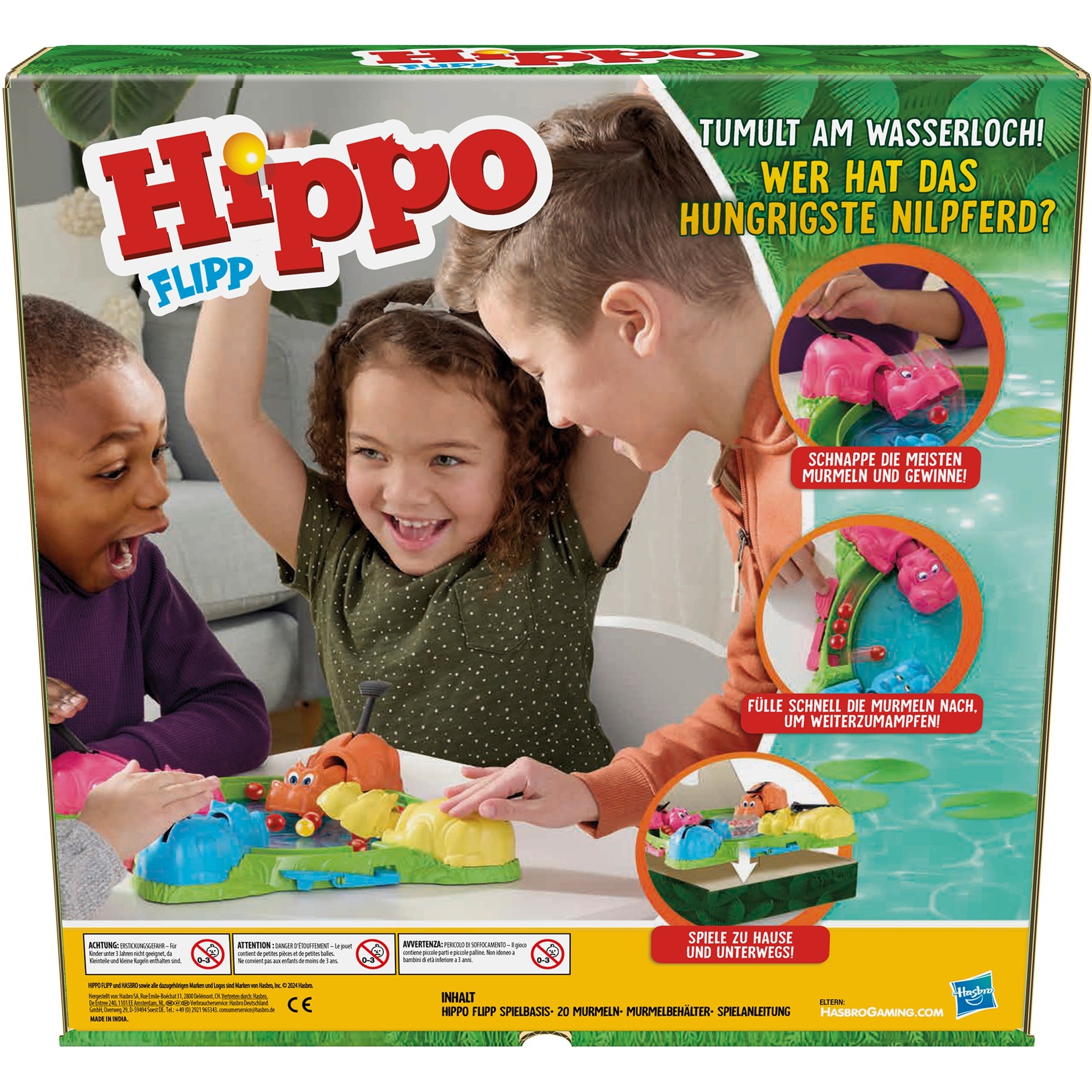 Hasbro Gaming Hippo Flipp: Gioco Da Tavolo Per Bambini In Età Prescolare, Con Ricarica Istantanea Delle Biglie, 2-4 Giocatori