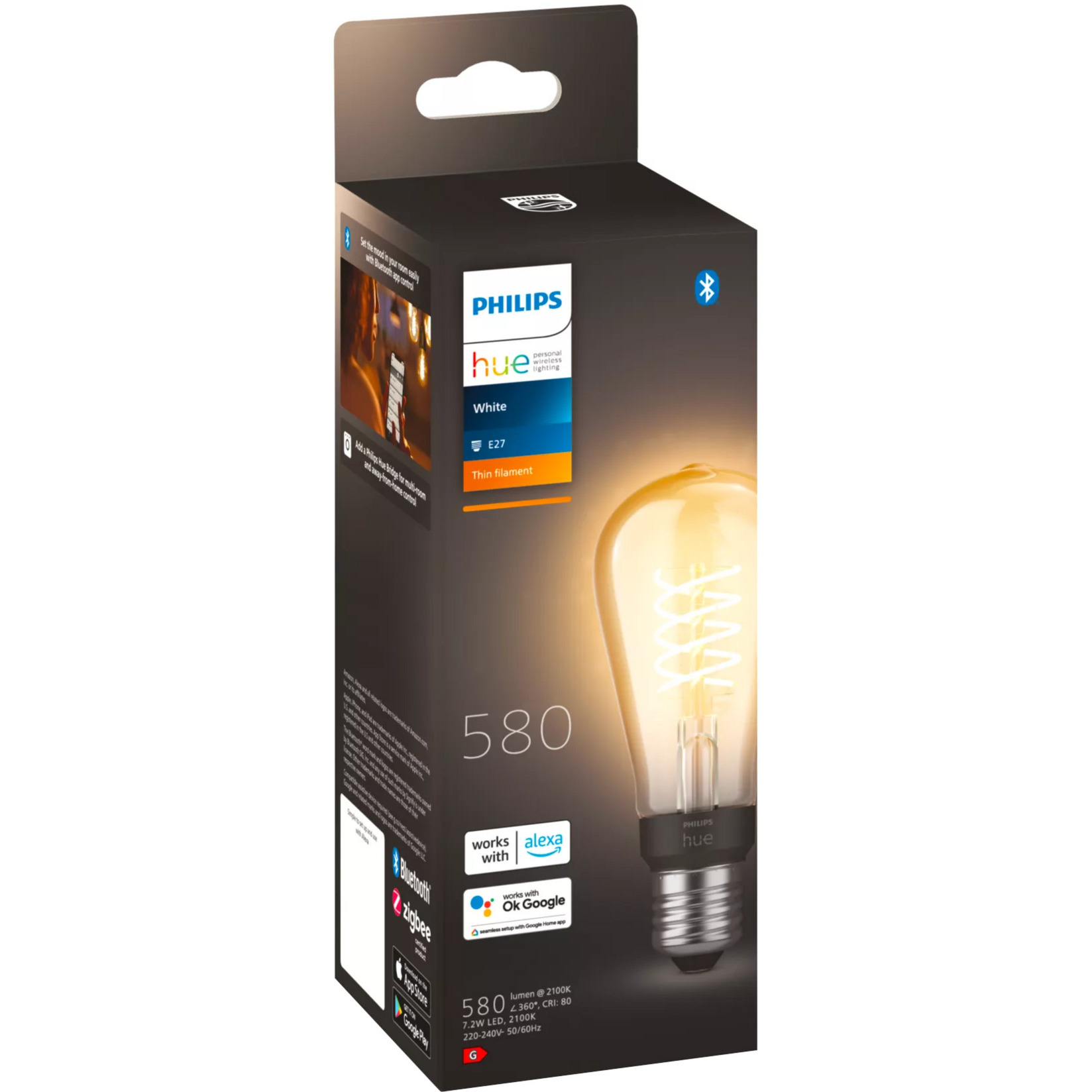 White Filament Lampe E27 Edison ST64 550 lm, LED-Lampe