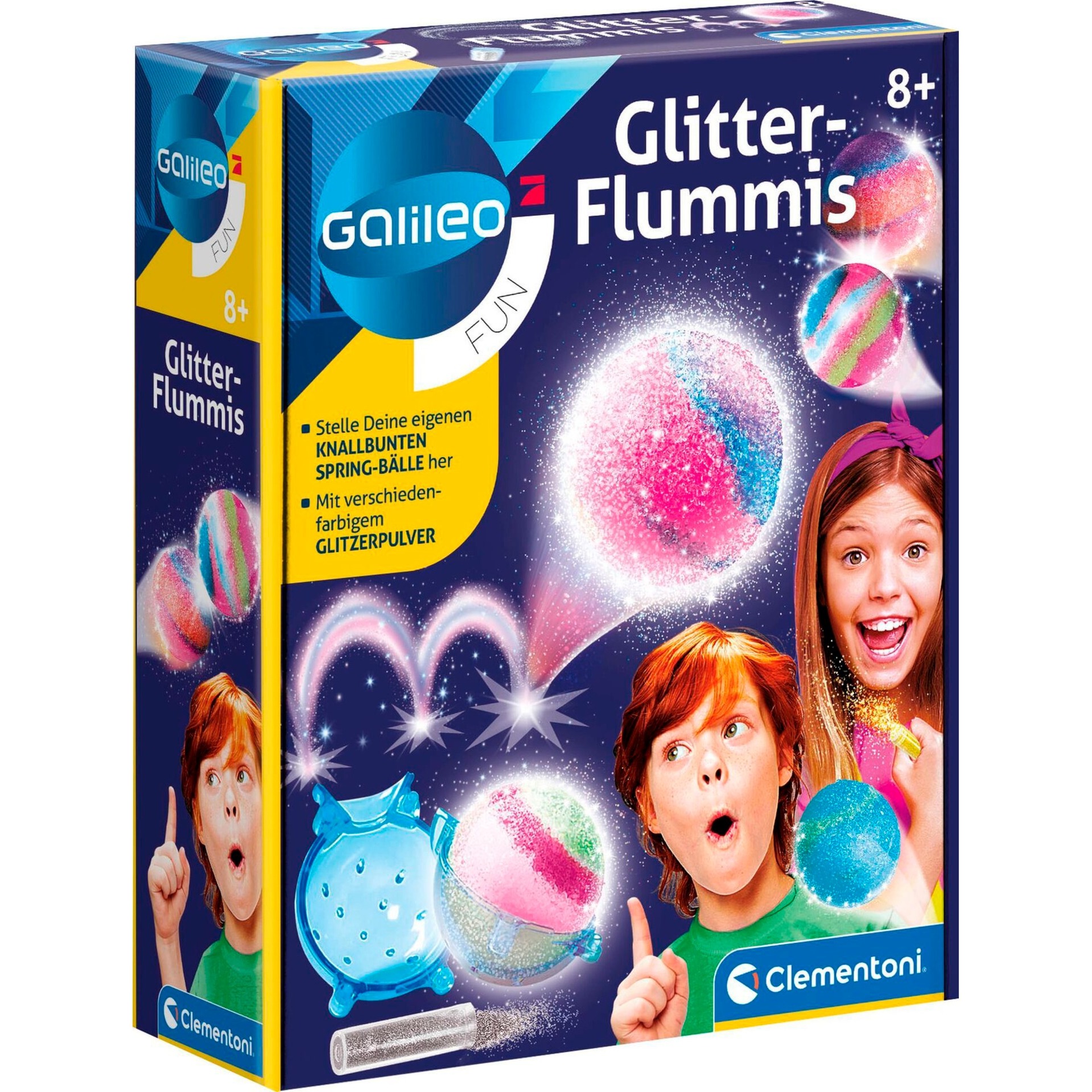 Clementoni Galileo Fun – Glitter-Flummis, Experimentierkasten | 08005125592203 Clementoni Galileo Fun – Glitter-Flummis, Experimentierkasten | 08005125592203