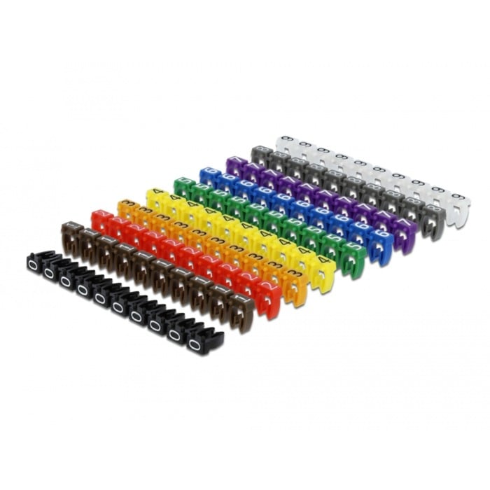 Delock Kabelmarker Clips 0-9, farbig, 100-teilig, Kabelbinder | 04043619183043 Delock Kabelmarker Clips 0-9, farbig, 100-teilig, Kabelbinder | 04043619183043