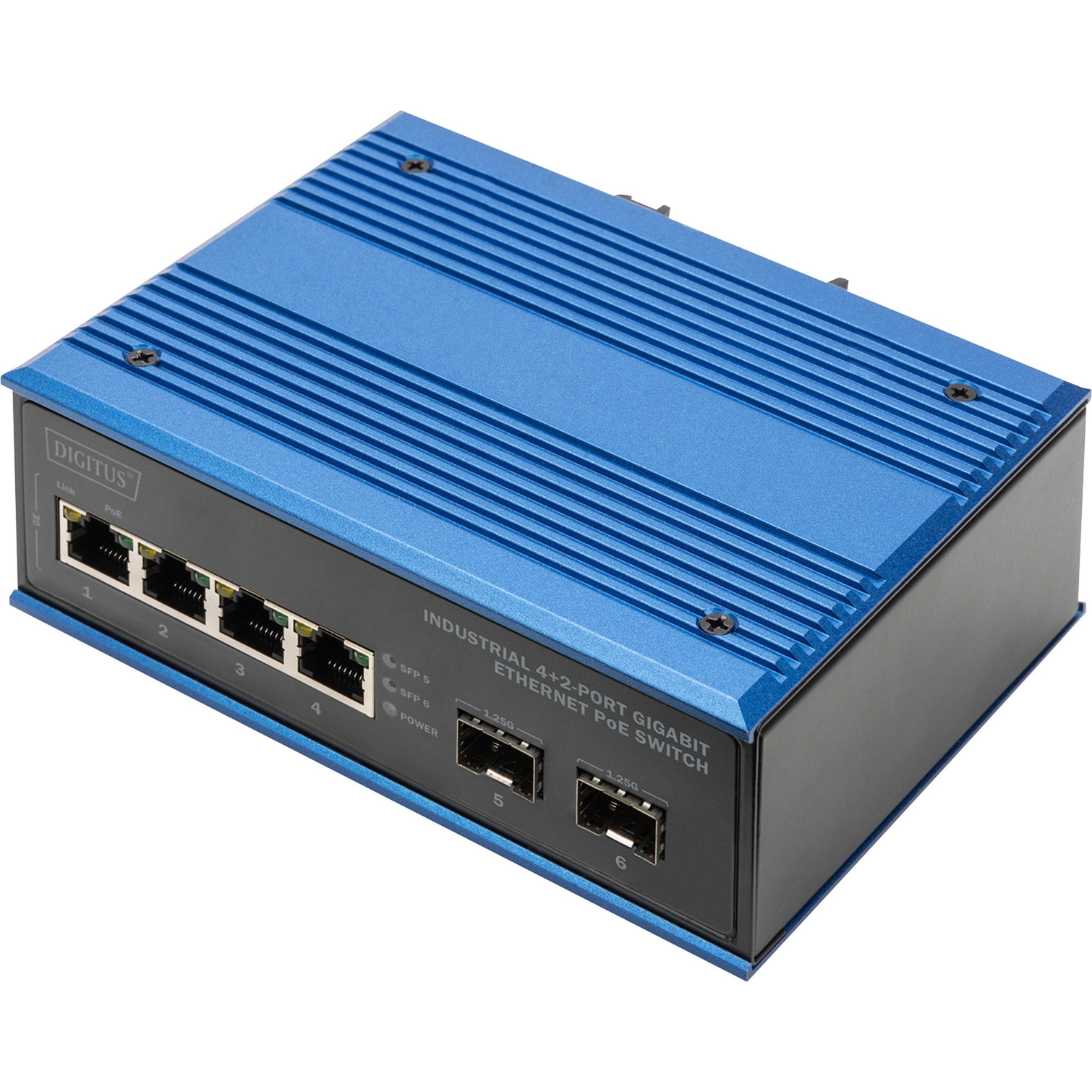 Industrial 4+2 -Port Gigabit Ethernet PoE, Switch