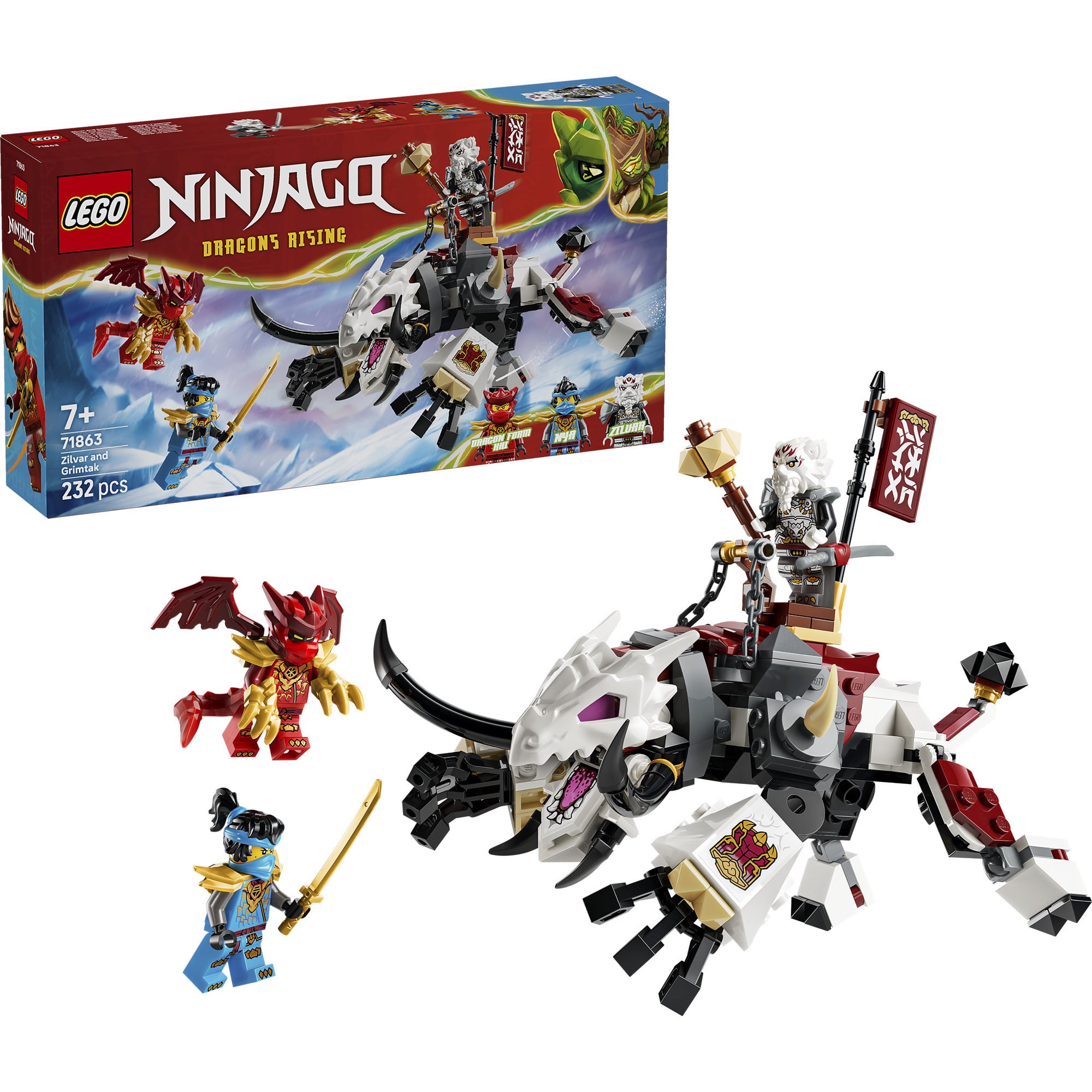 71863 Ninjago Zilvar auf seinem Drachentier Grimtak, Konstruktionsspielzeug
