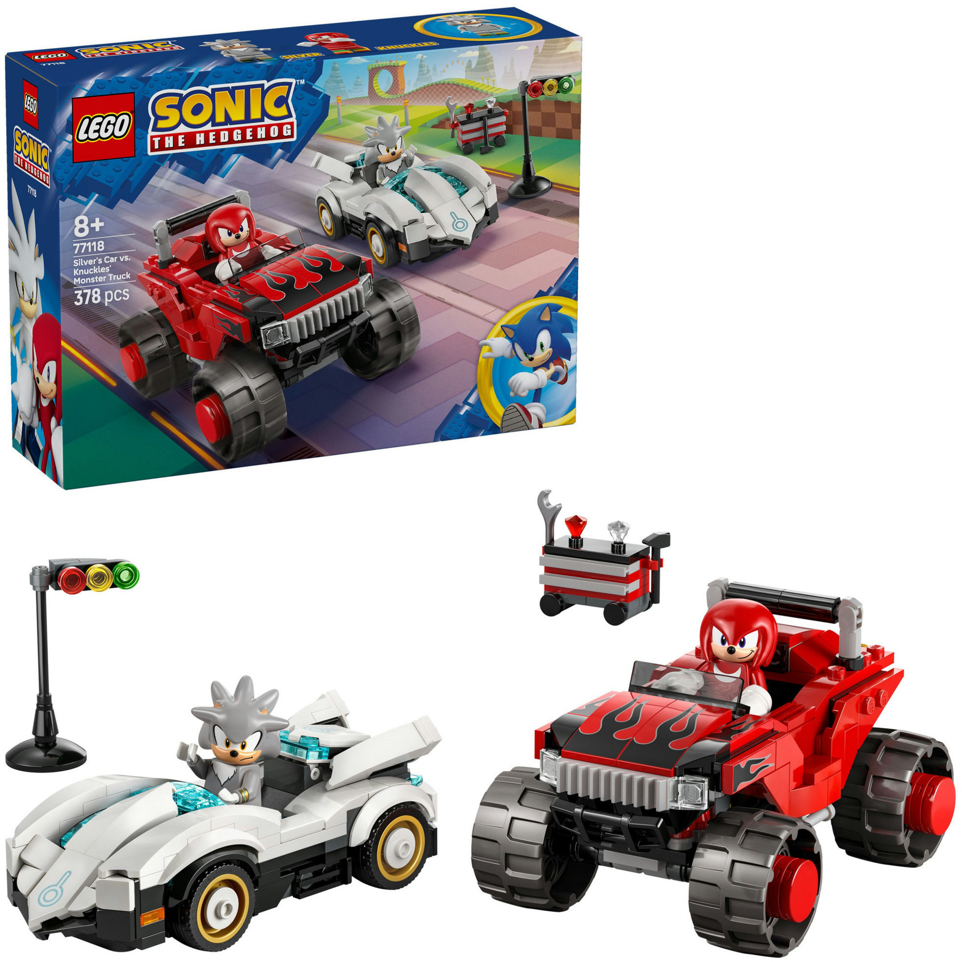 77118 Sonic the Hedgehog Silvers Auto vs. Knuckles'' Monstertruck, Konstruktionsspielzeug