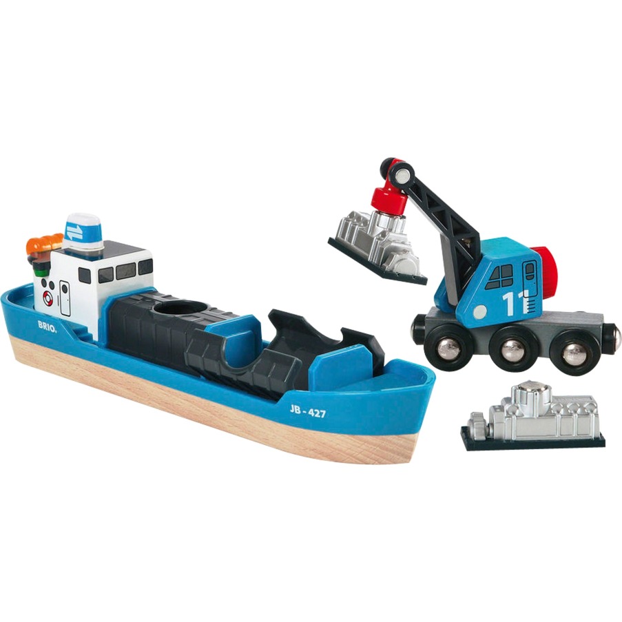 BRIO World Containerschiff mit Kranwagen, Spielfahrzeug | 07312350335347