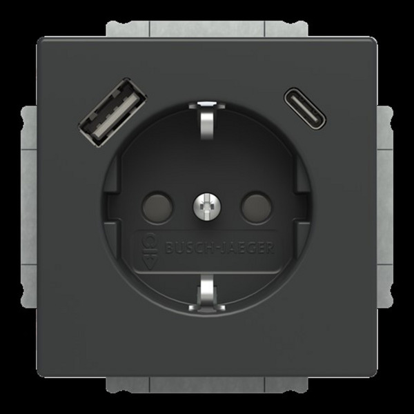 Schukosteckdose mit USB-A und USB-C Anschlüssen