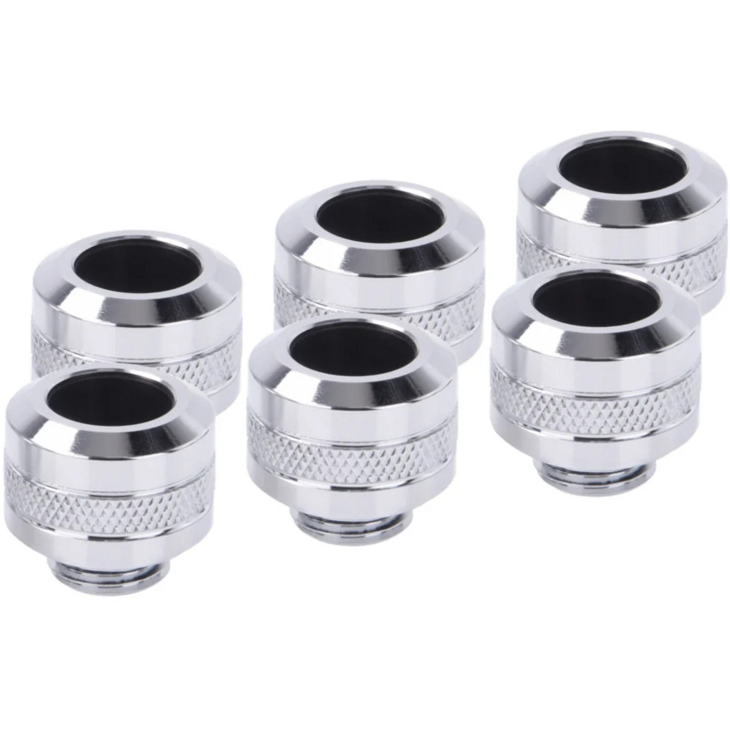Alphacool Eiszapfen PRO 13mm HardTube Fitting G1/4 - Chrome, Verbindung chrom, 6er Set