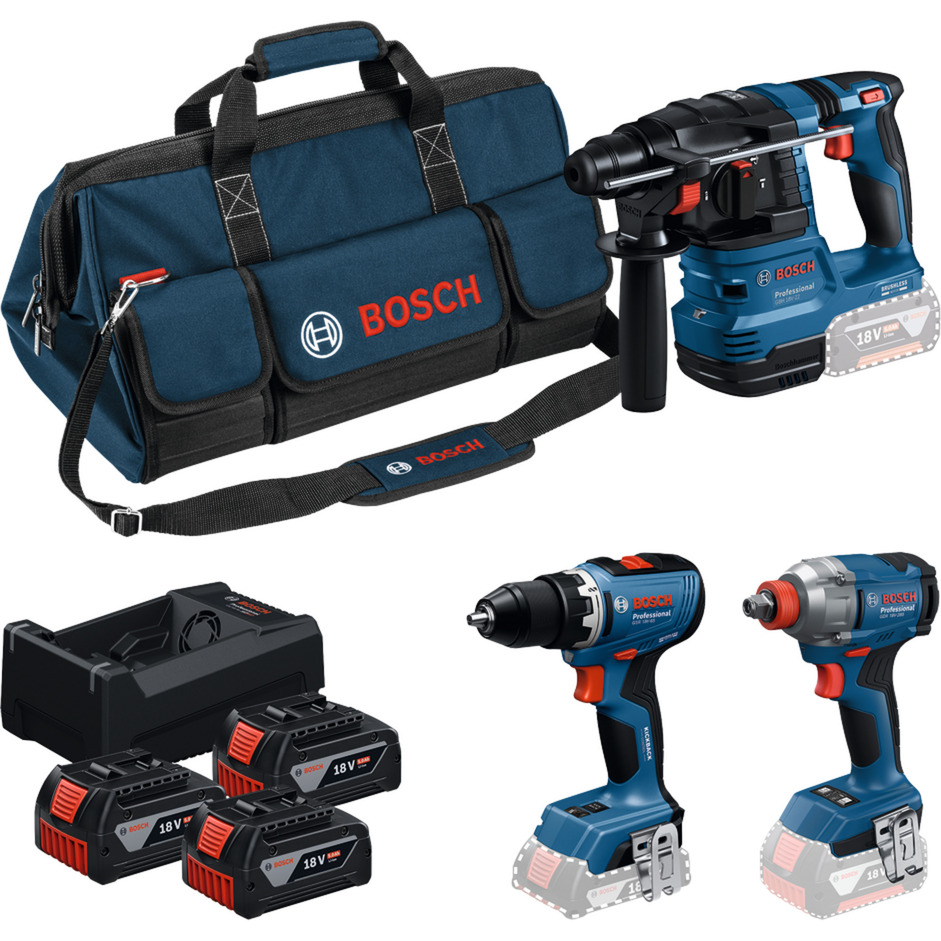 18V Profi-Set Bohrhammer GBH 18V-22 + Bohrschrauber GSR 18V-65 + Schlagschrauber GDX 18V-285